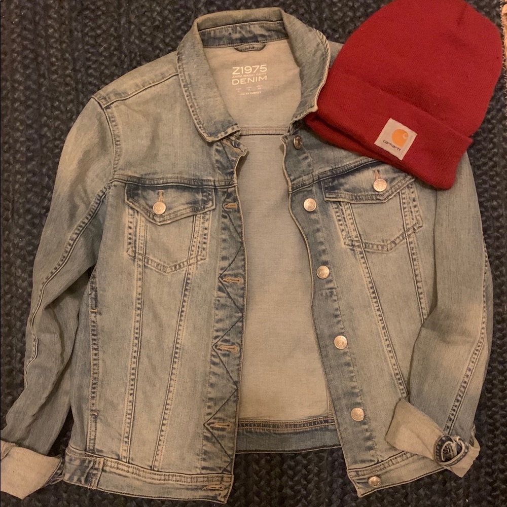 Zara Denim Jacket + Carhartt Toque